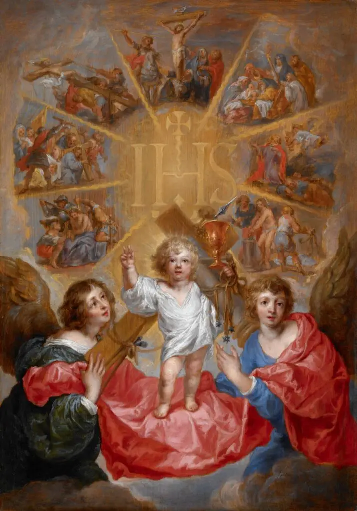The Glorification of the Name of Jesus by Antoon Sallaert (1594-1650). 1630, oil on panel, Museum of Fine Arts, Houston / Wikimedia Commons