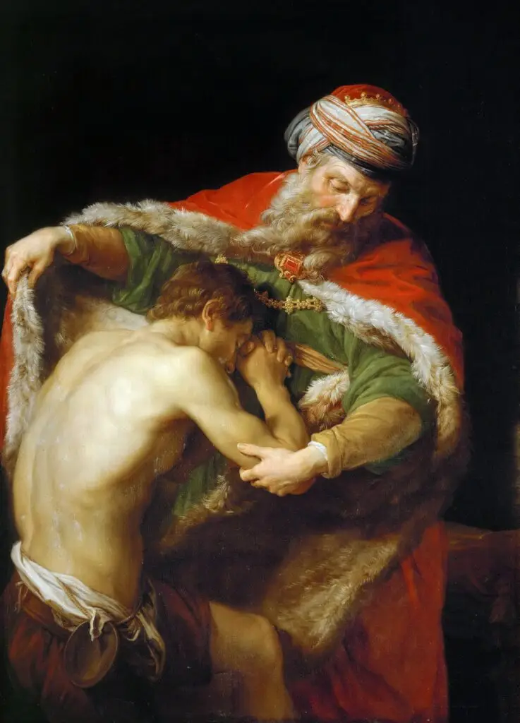 The Return of the Prodigal Son by Pompeo Batoni (1708-1787). 1773, oil on canvas, Kunsthistorisches Museum / Wikimedia Commons