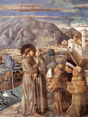 Scenes from the Life of St. Francis, Benozzo Gozzoli (1420-1497), 1452, fresco. Museum Complex of San Francesto, Apsidal Chapel. Photo by Web Gallery of Art / Wikimedia Commons.