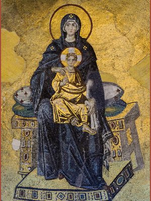Vierge à l'Enfant, mosaïque de l'abside de Sainte-Sophie (Istanbul, Turquie)