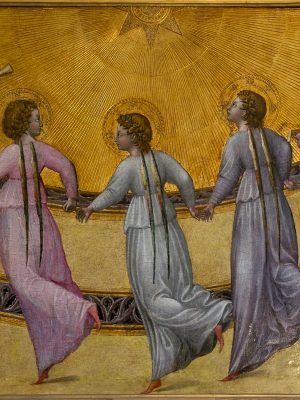 Five Dancing Angels by Giovanni di Paolo. 1430s, oil on wood, Conde Museum / Wikimedia Commons