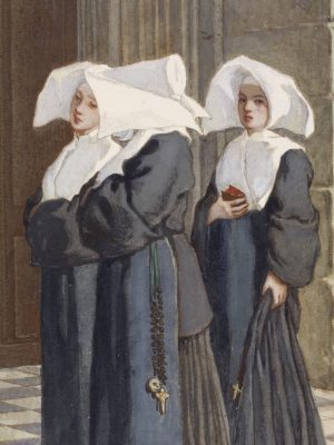 Three Nuns in the Portal of a Church, Amand Gautier (1825–1894). 1894, watercolor and gouache over graphite underdrawing on paper. Walters Art Museum / Wikimedia Commons