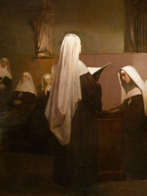 Christmas Night Mass celebrated in a French Nunnery, Asta Nørregaard (1853-1933). 1889, oil on canvas. Nasjonalmuseet for kunst, arkitektur og design, photographed by Jacques Lathion / Wikimedia Commons