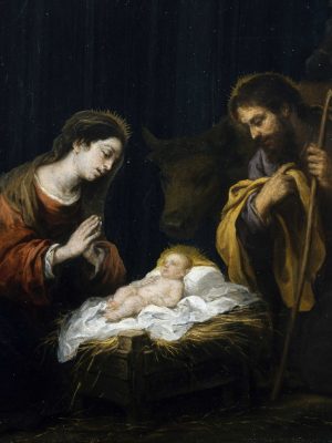 The Nativity, Bartolomé Esteban Murillo (1617–1682), c. 1665-1670, oil on obsidian. The Museum of Fine Arts, Houston, The Rienzi Collection, gift of Mr. and Mrs. Harris Masterson III / Wikimedia Commons