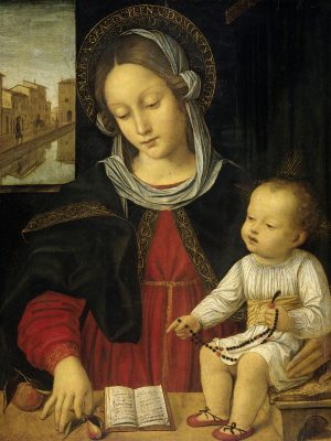 Madonna and Child by Ambrogio Bergognone. 1500, oil on panel, Rijksmuseum / Wikimedia Commons