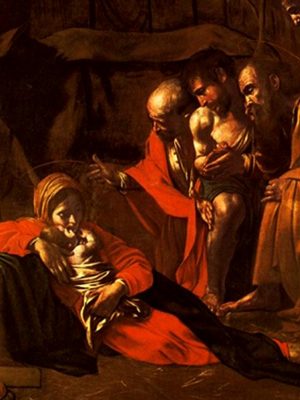 Adoration of the Shepherds, Caravaggio (1571–1610), 1609, oil on canvas. Museo Regionale, Messina / Wikimedia Commons.