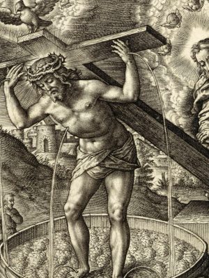 Christ in the Winepress, Hieronymus Wierix (1553-1619), before 1619, engraving. Rijks Museum / Wikimedia Commons