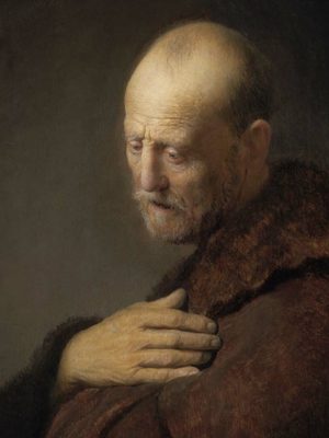 Old Man in Prayer, Rembrandt (1606–1669), 1630s, oil on panel. Museum of Fine Arts Boston. Wikimedia Commons.
