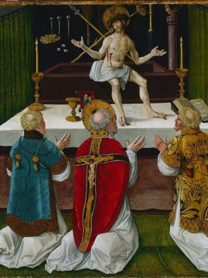 The Mass of Saint Gregory by Hans Baldung (1484-1545). 1511, oil and tempera on wood, Cleveland Museum of Art / Wikimedia Commons