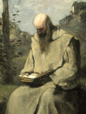 Sitting Monk, Reading, Jean-Baptiste Camille Corot (1796-1875), 1865, oil on canvas. Foundation E.G. Bührle Collection / Wikimedia Commons