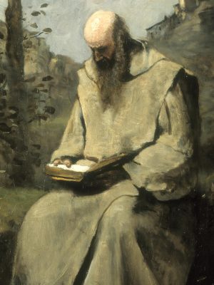 Jean-Baptiste Camille Corot, Sitting Monk, Reading, 1865 (Wikimedia Commons)