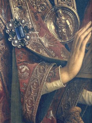 Ghent Altarpiece detail by Jan van Eyck and Hubert van Eyck. 1432, oil on panel, St. Bavo's Cathedral / Wikimedia Commons