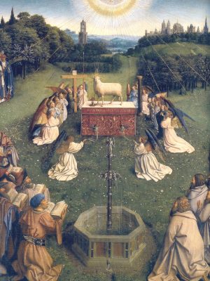 The Adoration of the Lamb by Jan van Eyck (1390-1441), 1432, oil on panel. St. Bavo's Cathedral / Wikimedia Commons.