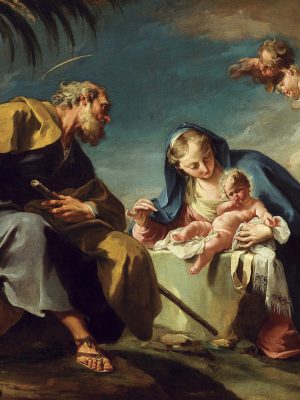 Rest on the Flight into Egypt, Giambattista Pittoni (1687-1767), between 1725 and 1726, oil on canvas. Thyssen-Bornemisza Collection Foundation. Web Gallery of Art / Wikimedia Commons.