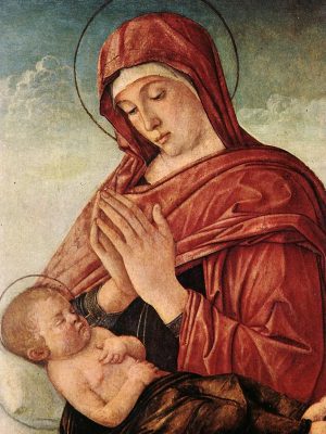 Madonna Adoring the Sleeping Christ Child by Giovanni Bellini (1430-1516). 1475, tempera on panel, Contini Bonacossi Collection / Wikimedia Commons