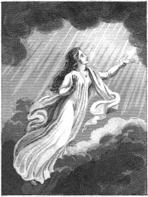 A Soul Ascends to Heaven, unknown artist. From The Affectionate Parent's Gift, 1828, Engraving. Wikimedia Commons