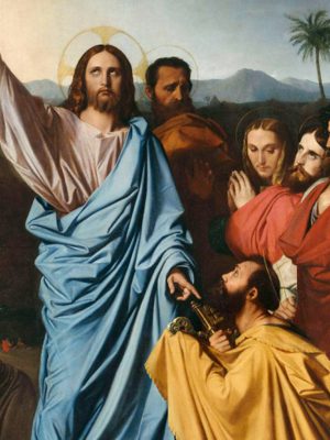 Jesus Giving the Keys to Saint Peter, Jean-Auguste-Dominique Ingres (1780–1867), 1820, oil on canvas. Louvre Museum / Wikimedia Commons