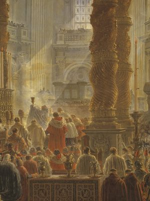 King Gustav III Attending Christmas Mass in 1783, in St Peter's, Rome, Louis Jean Desprez (d. 1804), between 1786 and 1787, oil on canvas. Nationalmuseum / Wikimedia Commons.