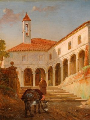 Klosteransicht by unknown artist. 19th century, oil on canvas, Düsseldorfer Auktionshaus / Wikimedia Commons