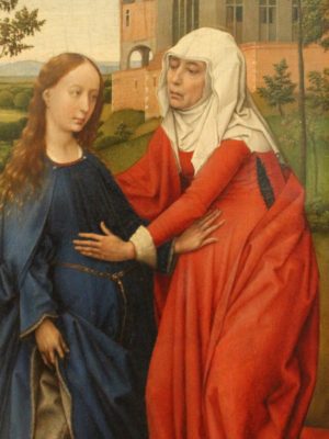 The Visitation, Rovier van der Weyden (1399-1464), 1445, oil on panel. Museum der bildendedn Kunste, Leipzig / Wikimedia Commons.