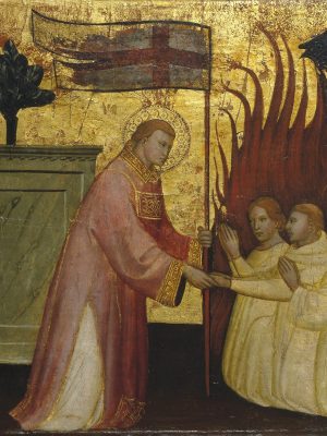 Saint Lawrence Liberates Souls from Purgatory, (Lorenzo di Niccolò 1373-1412) 1412 tempera and gold on panel. Brooklyn Museum of Art / Wikimedia Commons