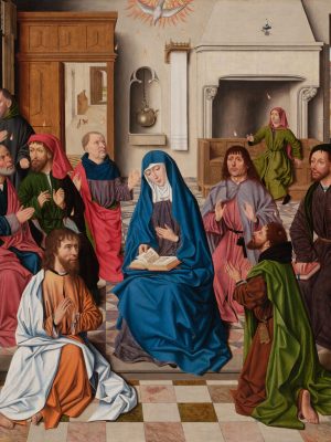 Pentecost by Master of the Baroncelli Portraits. 1490, oil on panel, Groeningemuseum / Wikimedia Commons.