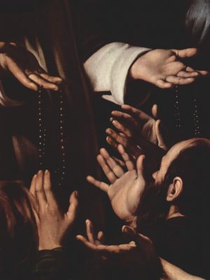 Madonna of the Rosary by Caravaggio (1571-1610). 1606, oil on canvas, Kunsthistorisches Museum / Wikimedia Commons