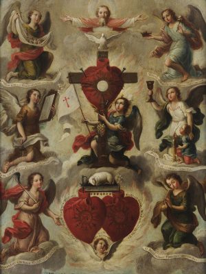 Allegory of the Holy Eucharist by Miguel Cabrera (1695-1768). 1750, oil on copper, Coleccion Andres Blaisten / Wikimedia Commons