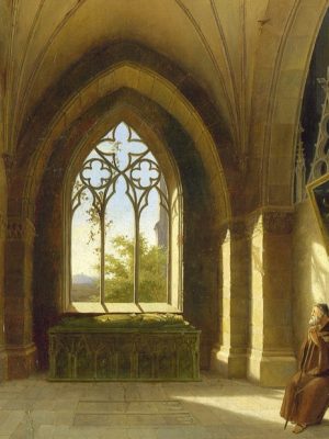 Monk in a Cloister by unknown artist. 1830s, oil on canvas, Galerie Bassenge / Wikimedia Commons