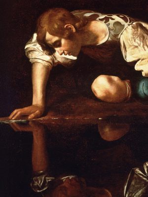 Narcissuss, Caravaggio (1571–1610) 1600, oil on canvas. Galleria Nazionale d'Arte Antica / Wikimedia Commons