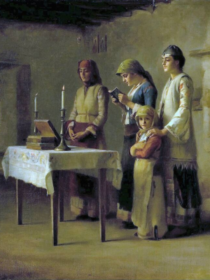 Praying Before the Communion at Megara by Theodore Ralli (1852-1909). 1890, oil on canvas, private collection / Wikimedia Commons