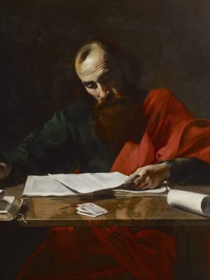 Valentin de Boulogne, Saint Paul Writing His Epistles, 1620 (Wikimedia Commons)