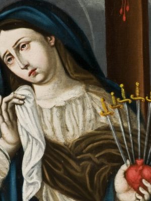 The Seven Sorrows of Mary by unknown artist. 1800s, oil on canvas, Museo de Artes Universidad de los Andes / Wikimedia Common