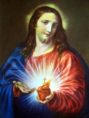 Sacred Heart of Jesus by Pompeo Batoni (1708-1787). 1767, painting, Church of the Gesu / Wikimedia Commons.