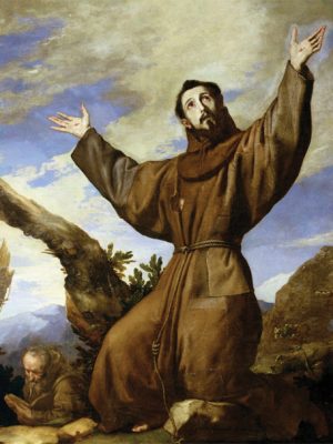 XIR86563 St. Francis of Assisi (c.1182-1220) 1642 (oil on canvas) by Ribera, Jusepe de (lo Spagnoletto) (c.1590-1652); 200x162 cm; Monasterio de El Escorial, Spain; Giraudon; Italian,  out of copyright
