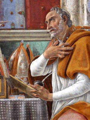 Saint Augustine in his Study, Sandro Botticelli (1445–1510), before 1480, fresco. Ognissanti Church, photographed by Francesco Bini / Wikimedia Commons