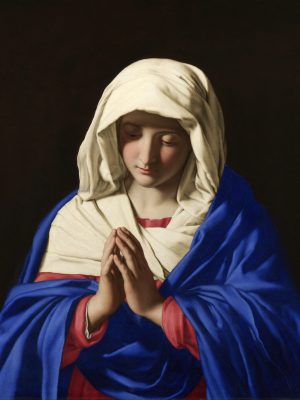 The Virgin in Prayer by Giovanni Battista Salvi da Sassoferrato (1609-1685). 1640, oil on canvas, National Gallery / Wikimedia Commons