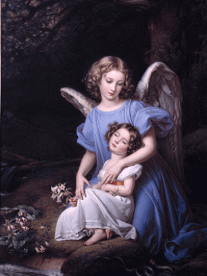 Guardian Angel at the Brook by Joseph Karl Stieler (1781-1858). 1831, oil on canvas, Landesmuseum Mainz / Wikimedia Commons