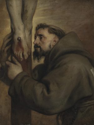 Saint Francis of Assisi at the Foot of the Cross by Anthony van Dyck (1599-1641). Oil on panel / Wikimedia Commons