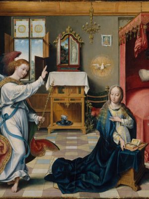 The Annunciation by Joos van Cleve (1485-1540). 1525, oil on panel, Metropolitan Museum of Art / Wikimedia Commons.