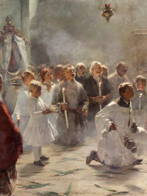 Palm Sunday Mass, Zdzisław Jasiński (1863-1932), 1891, oil on canvas. Wikimedia Commons.