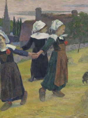 Breton,Girls,Dancing,,Pont-aven,,By,Paul,Gauguin,,1888,,French,Post-impressionist