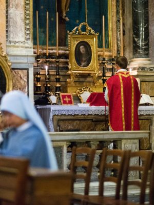 Rome - 7 September 2017 - celebration of the Holy Mass vetus ordo, Mass in Latin, in the days of the pilgrimage summorum pontificum decennial.