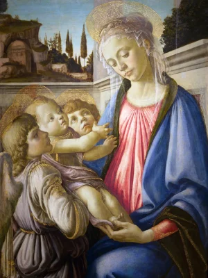Madonna and Child and Two Angels by Sandro Botticelli (1445-1510). 1470, tempera on panel, Museo di Capodimonte / Wikimedia Commons