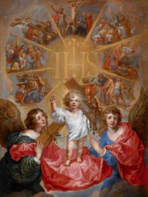 The Glorification of the Name of Jesus by Antoon Sallaert (1594-1650). 1630, oil on panel, Museum of Fine Arts, Houston / Wikimedia Commons