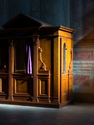 Wooden,Confessional,In,The,Old,Church,In,The,Sunlights