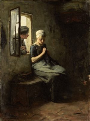 Fisherman's,Courtship,,By,Albert,Neuhuys,,1880.,Dutch,Painting,,Oil,On