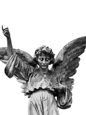 Winged,Angel,Statue,Isolated,On,White,Background.